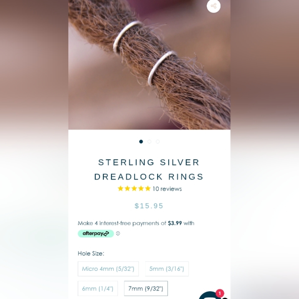 Sterling Silver Dreadlock Rings-7mm (9/32"-inside circumference)